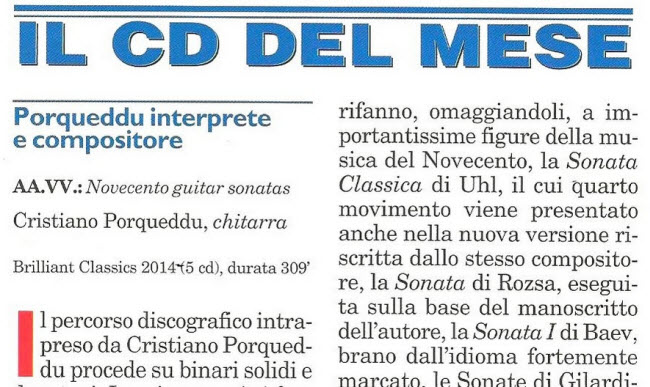 Novecento Guitar Sonatas è CD del Mese