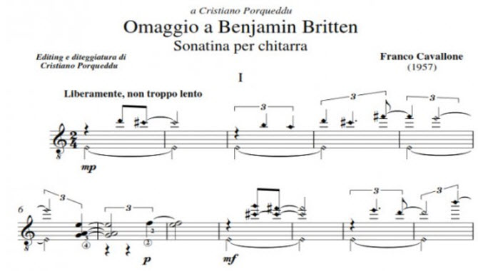 Nuova pubblicazione: Sonatina omaggio a Benjamin Britten di Franco Cavallone