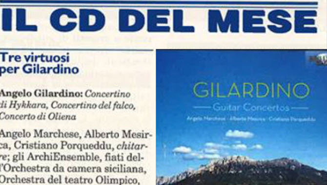 Cinque stelle per il nuovo CD "Gilardino 3 Guitar Concertos"