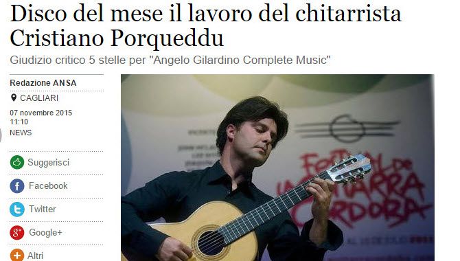 Notizia ANSA sulla notizia del Disco del Mese