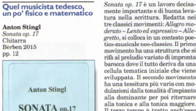 Recensione sulla Sonata Op.17 di Anton Stingl