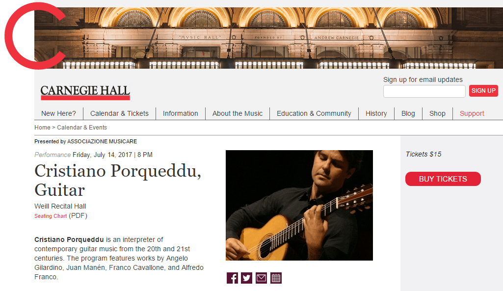 Concerto alla Carnegie Hall di Luglio: disponibili i biglietti