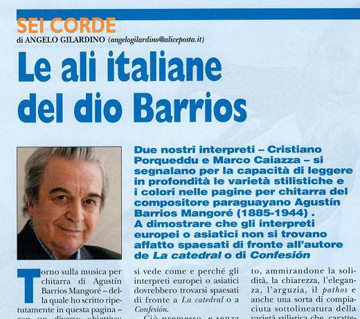 Articolo di Gilardino su SuonareNews