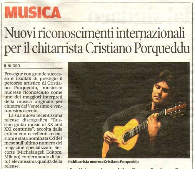 La Nuova Sardegna sulla nomina di CD del Mese