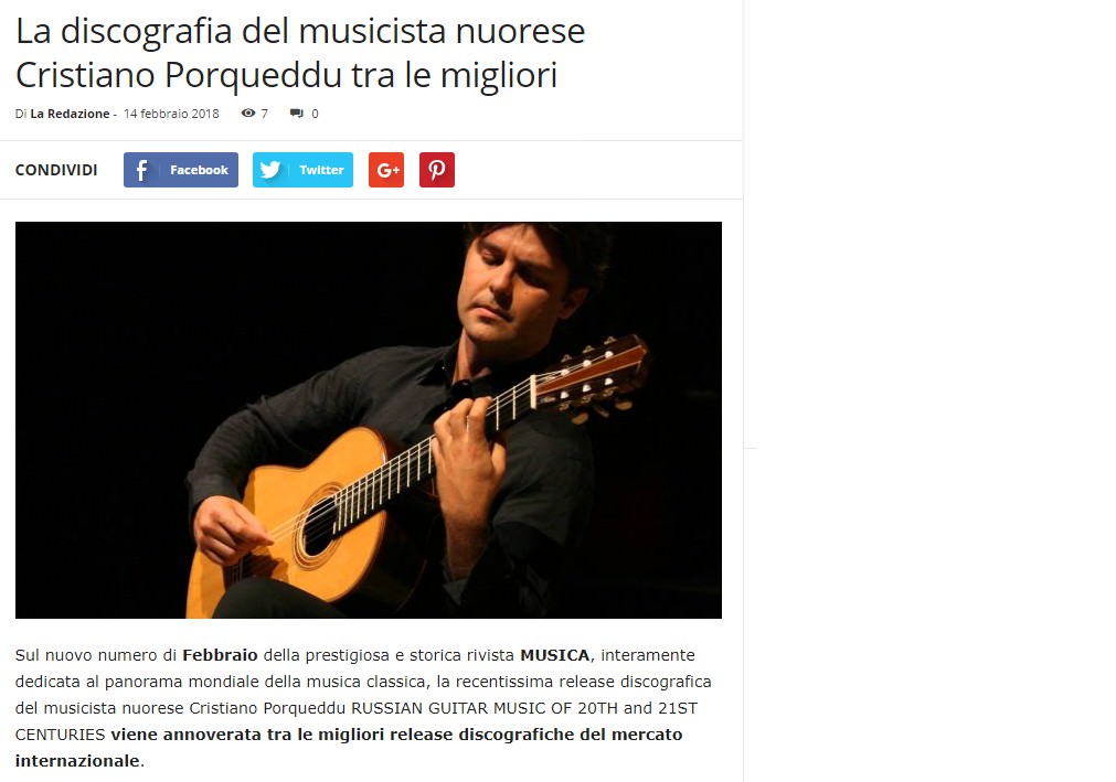 Articolo su SardegnaReporter del 14 Febbraio 2018