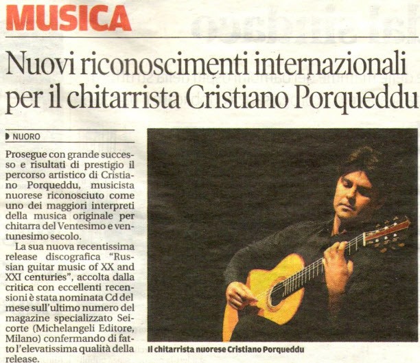 Articolo sul quotidiano La Nuova Sardegna