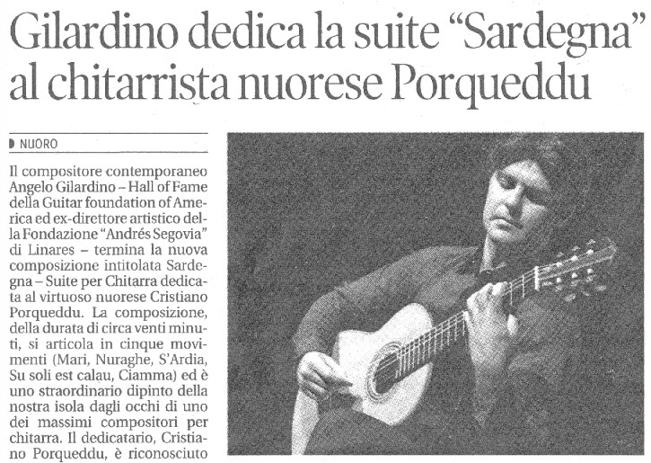 Articolo sulla Suite SARDEGNA di Angelo Gilardino