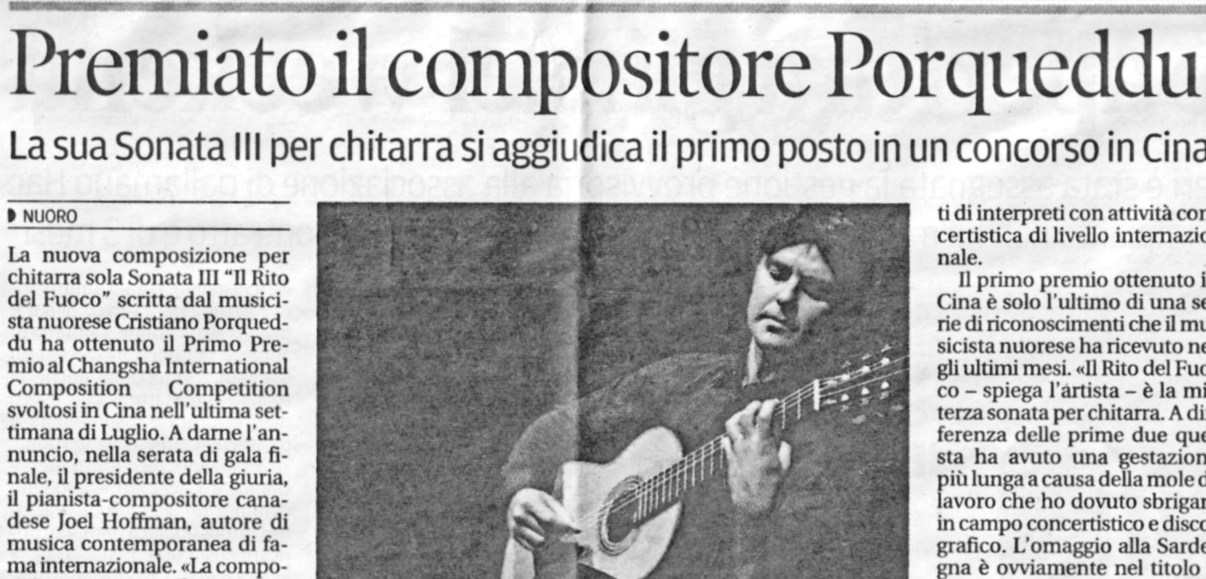 La stampa sul Primo Premio a Changsha