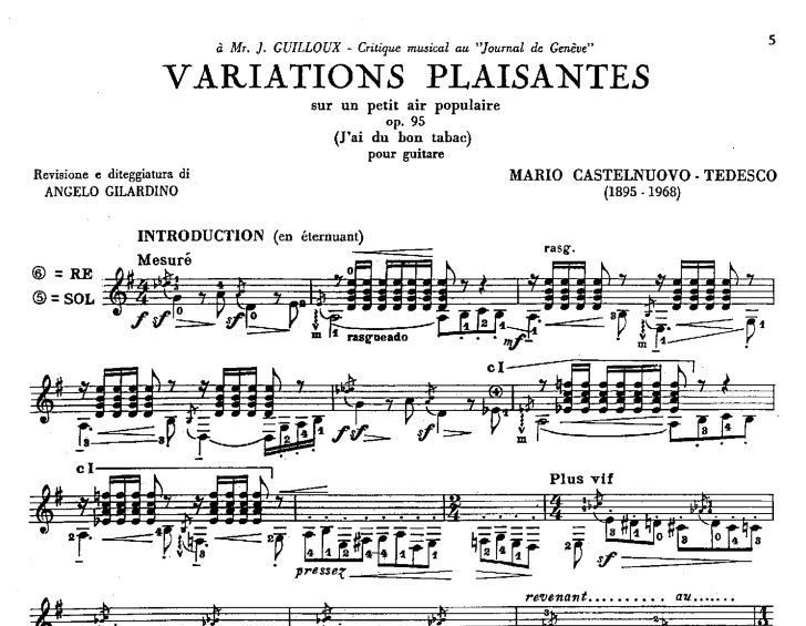 Castelnuovo-Tedesco: Variations Plaisantes Op.95
