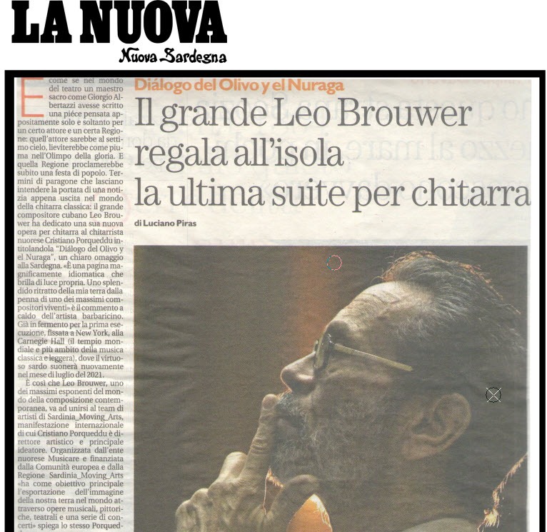 Articolo sulla dedica di Leo Brouwer