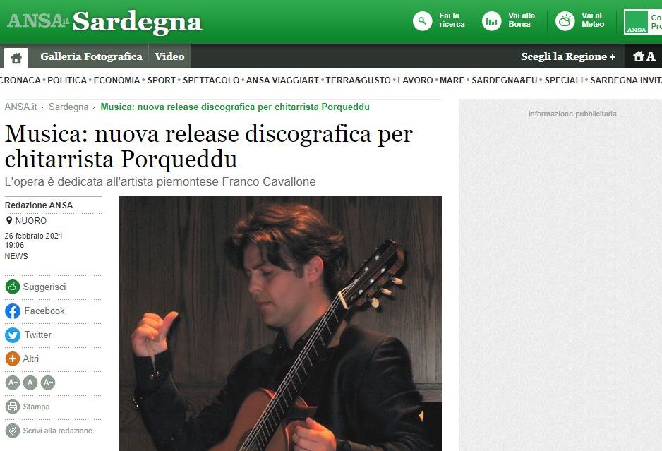 ANSA sul cofanetto dedicato alla musica di Franco Cavallone