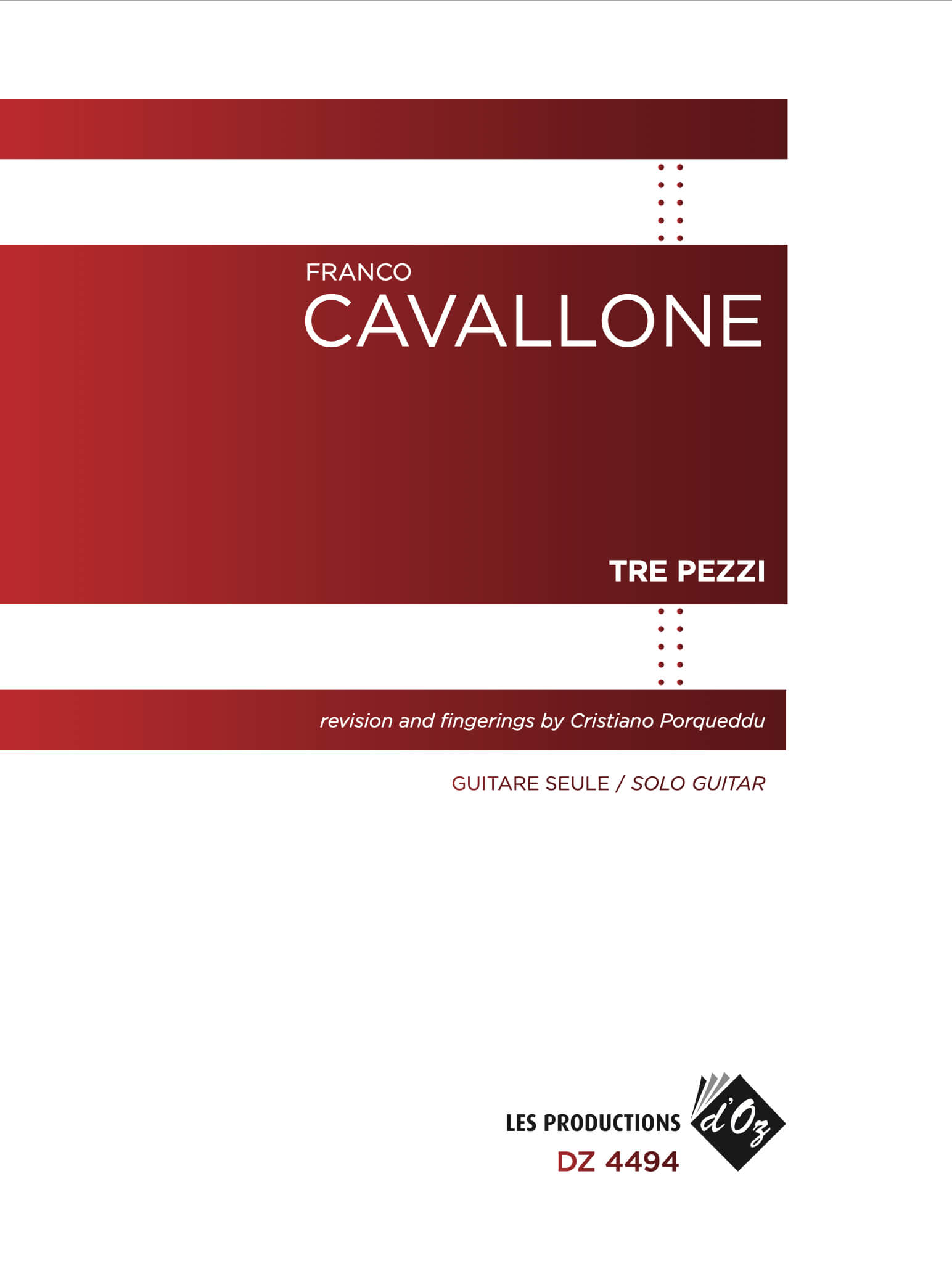 Copertina di Tre Pezzi per Chitarra