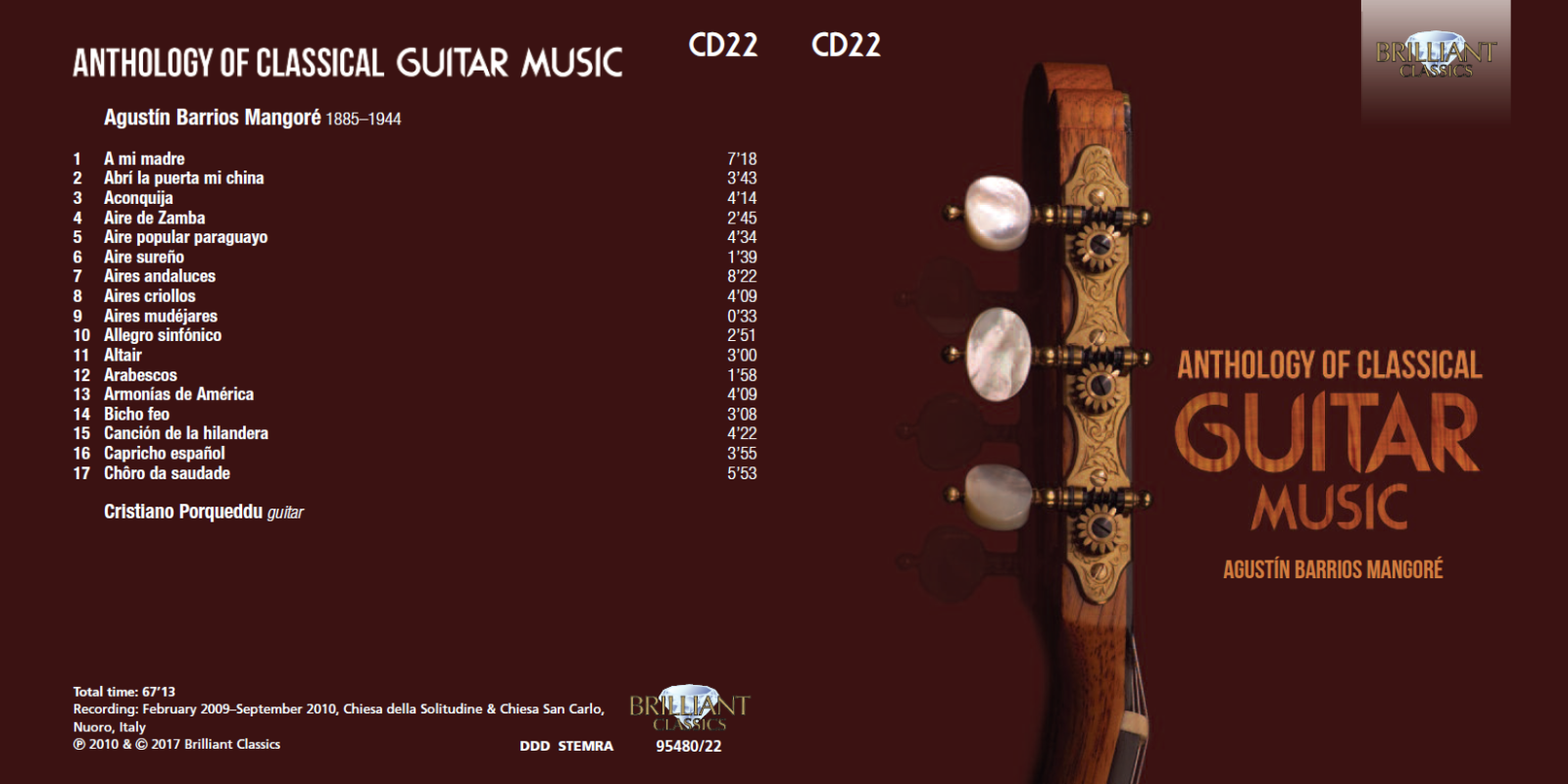 Anthology of Classical Guitar Music Brilliant Classics PORQUEDDU1